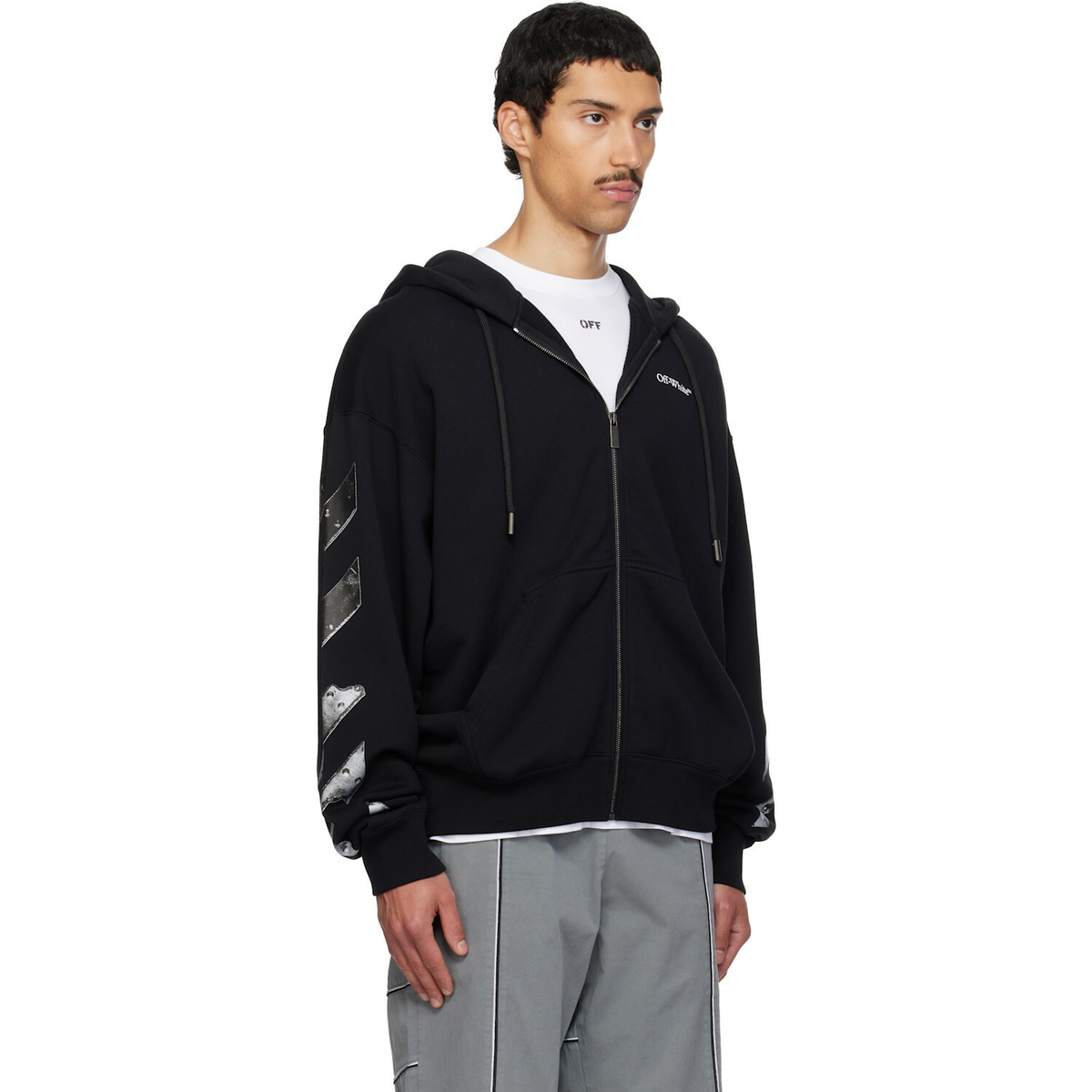 Off-White Black Metal Arrow Skate Zip Hoodie