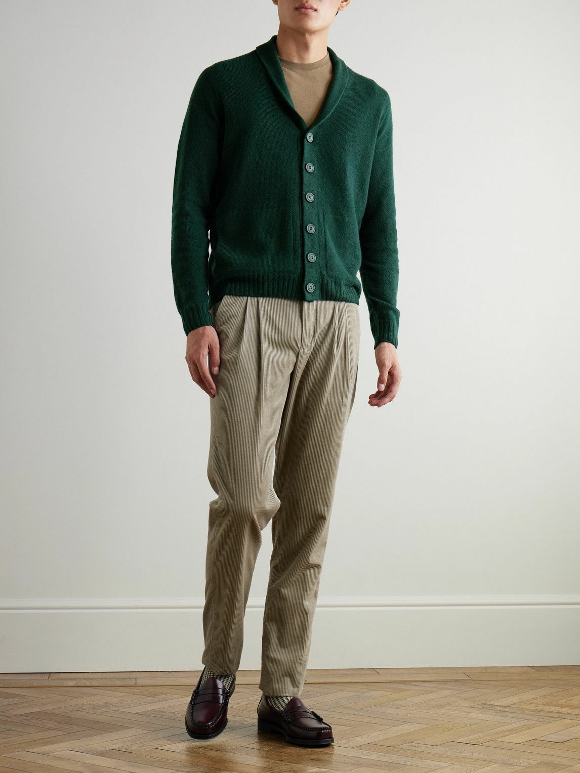 John Smedley - Rockford Shawl-Collar Recycled-Cashmere and Merino Wool-Blend Cardigan - Green