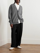 Maison Margiela - Suede-Trimmed Wool, Linen and Cotton-Blend Cardigan - Gray