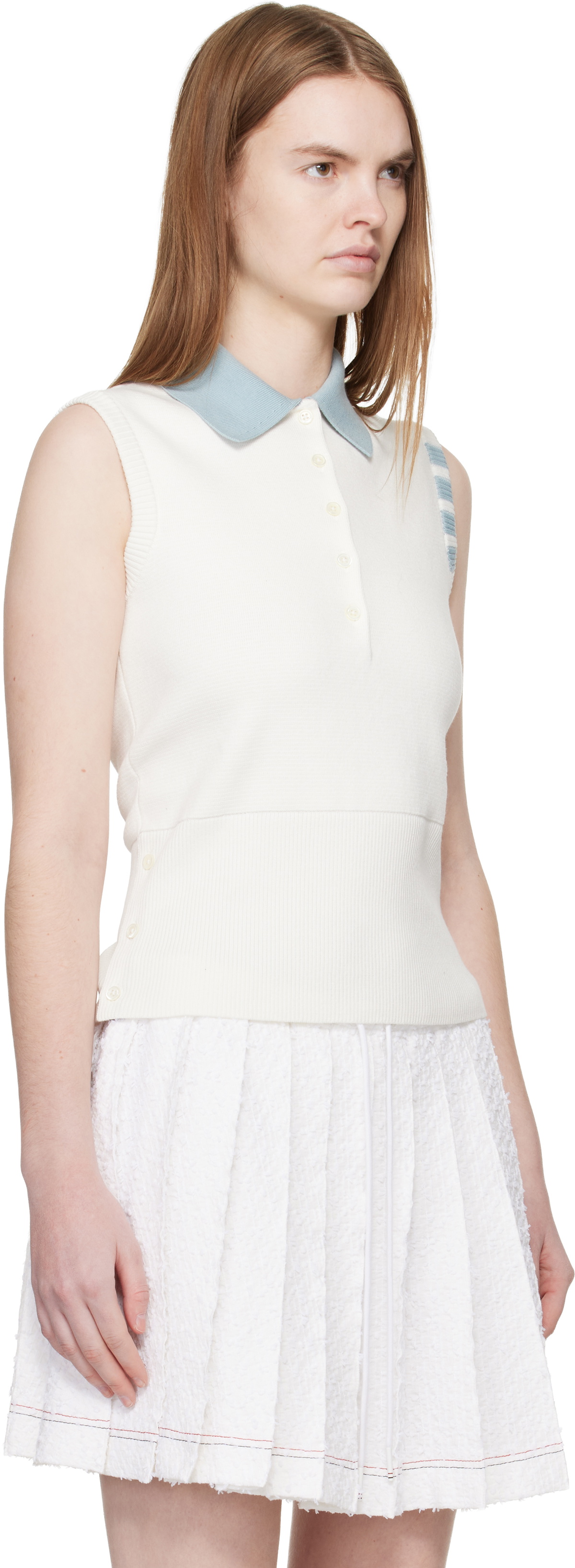 Thom Browne Off-White Milano Stitch Sleeveless Polo