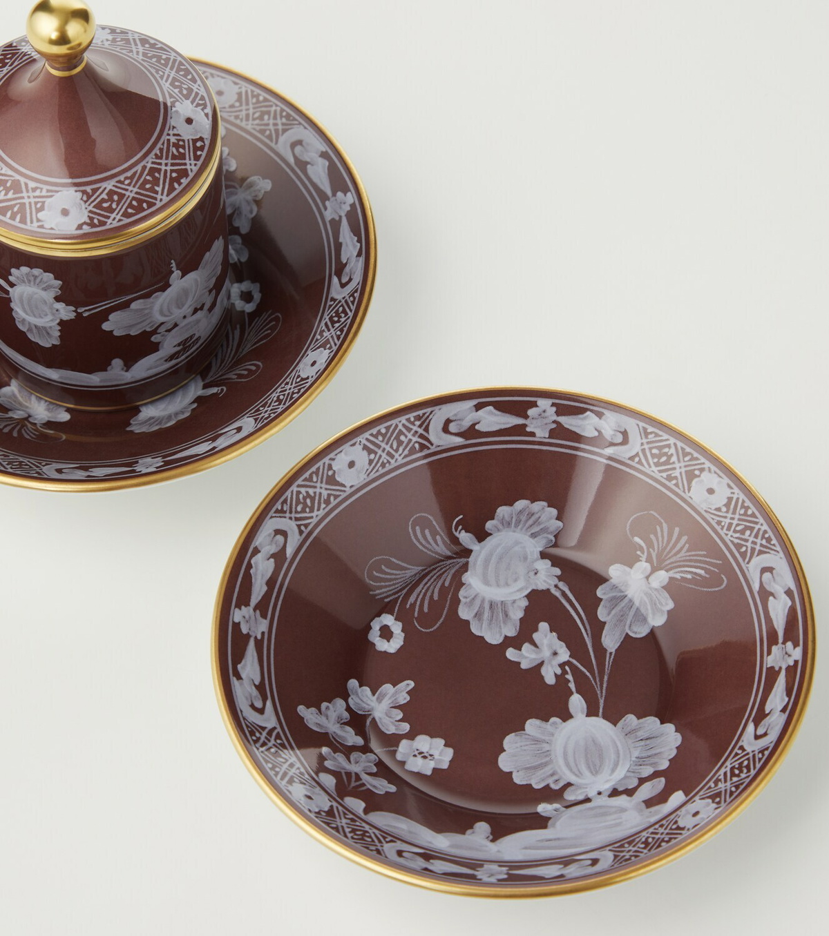 Ginori 1735 Oriente Italiano set of 2 porcelain coffee cups and saucers