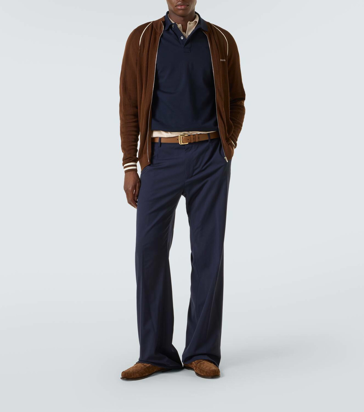 Miu Miu Logo cotton-blend zip-up cardigan
