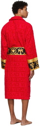 Versace Red I Heart Baroque Robe