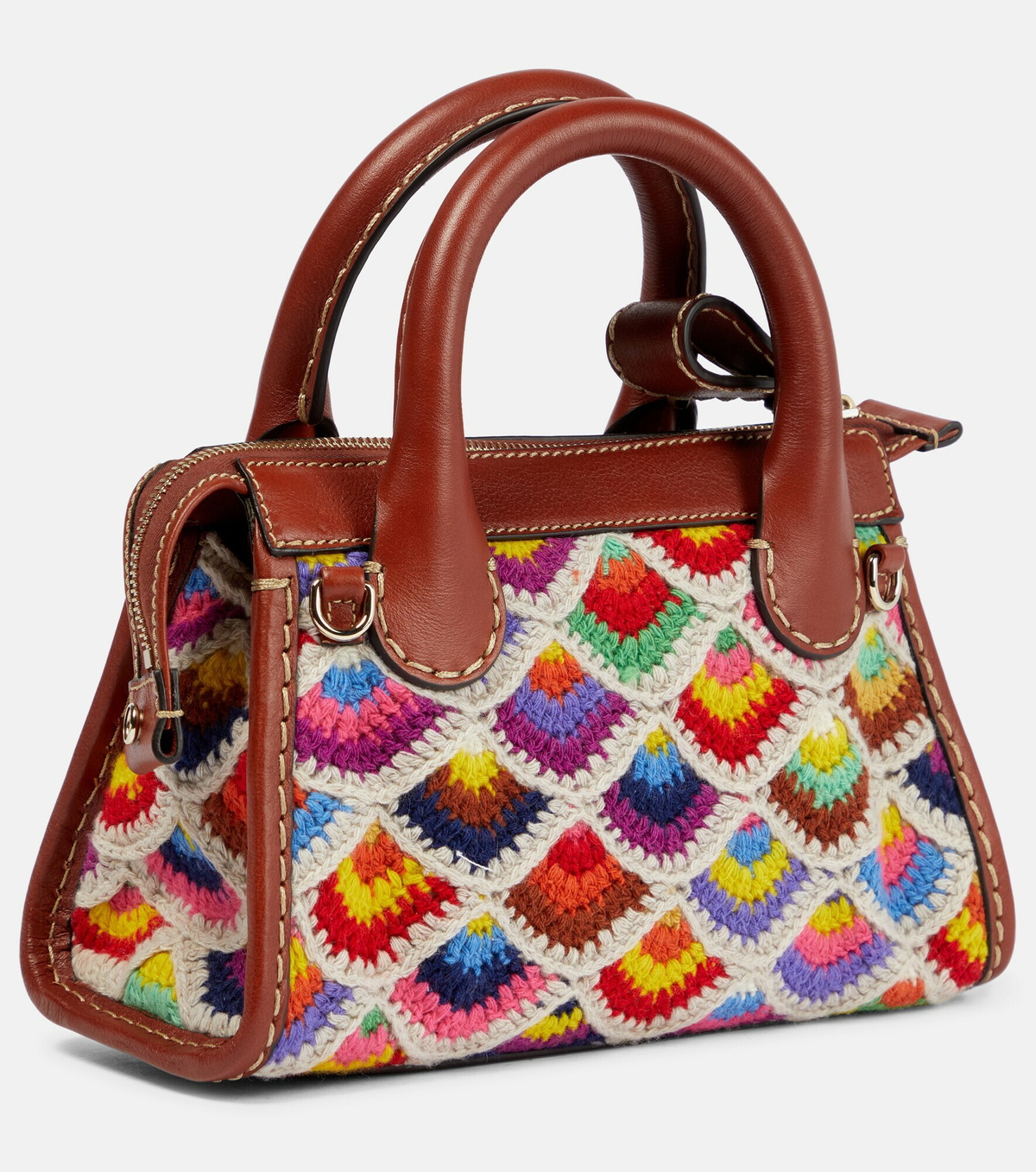 Chloe - Edith Mini crochet and leather tote Chloe