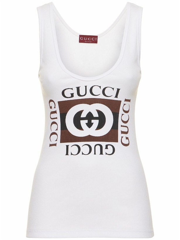 Photo: GUCCI Rib Cotton Tank Top with Gucci Print