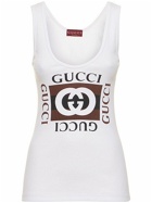 GUCCI Rib Cotton Tank Top with Gucci Print