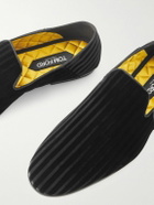 TOM FORD - Striped Velvet Slippers - Black
