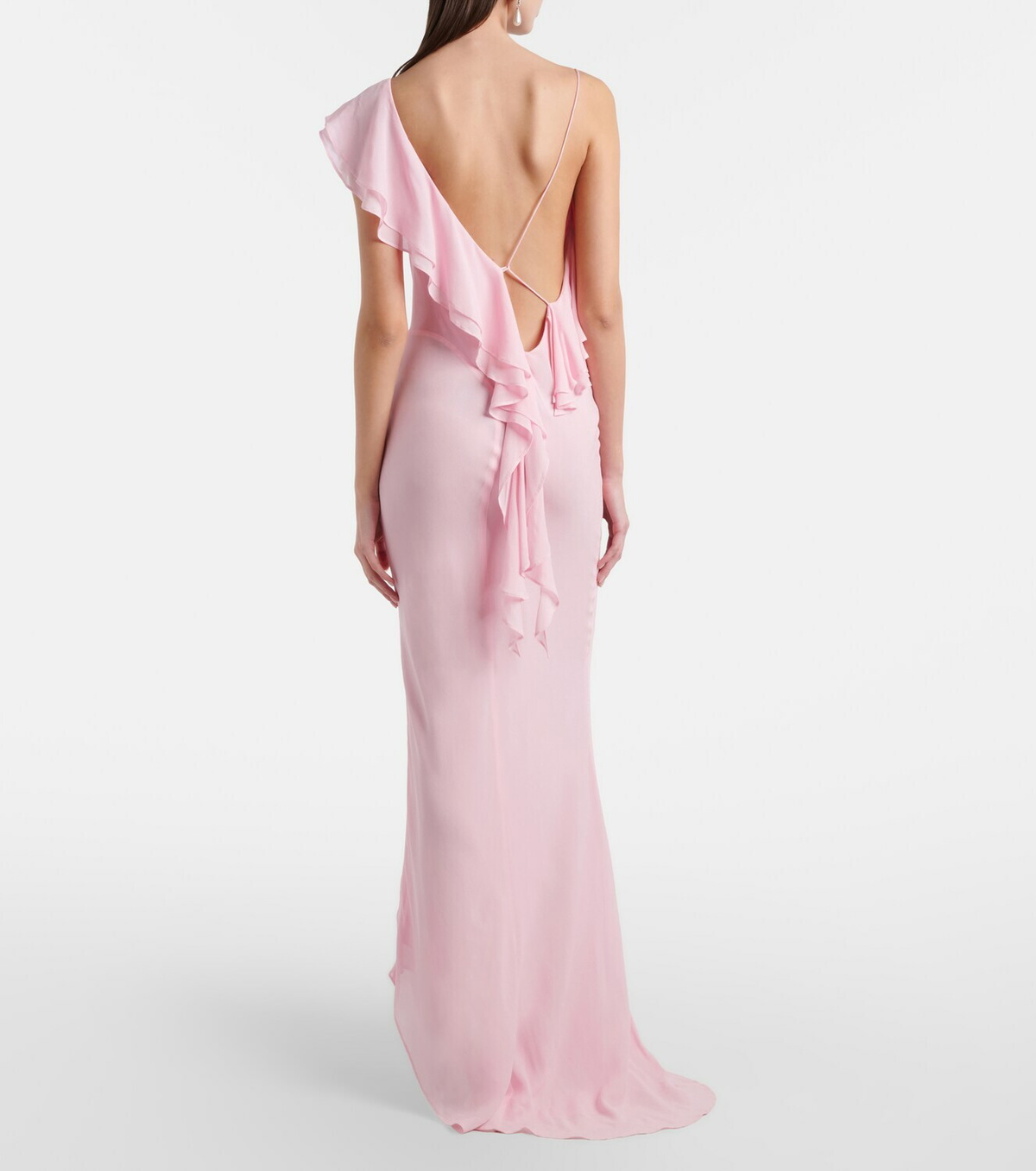 Self-Portrait Ruffled asymmetric georgette gown