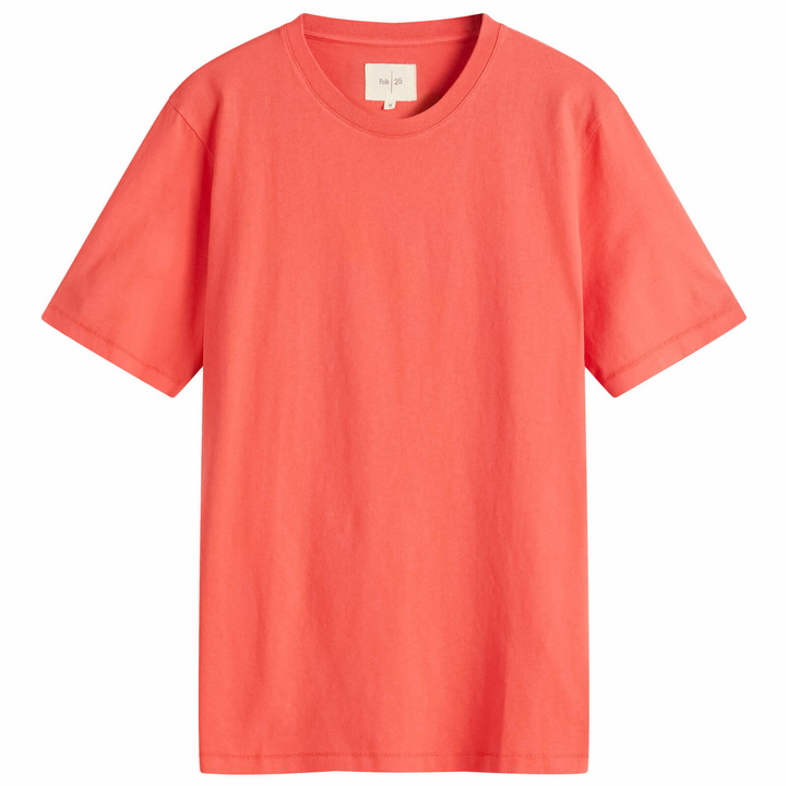 Photo: Folk Men's Contrast Sleeve T-Shirt in Raspberry