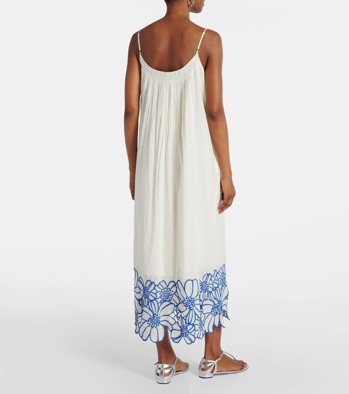 Velvet Juliette embroidered cotton midi dress
