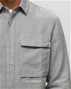 C.P. Company Broken Linen/Cotton Shirts   Long Sleeve Grey - Mens - Longsleeves