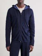 PIACENZA 1733 - Knitted Silk and Linen-Blend Zip-Up Hoodie - Blue