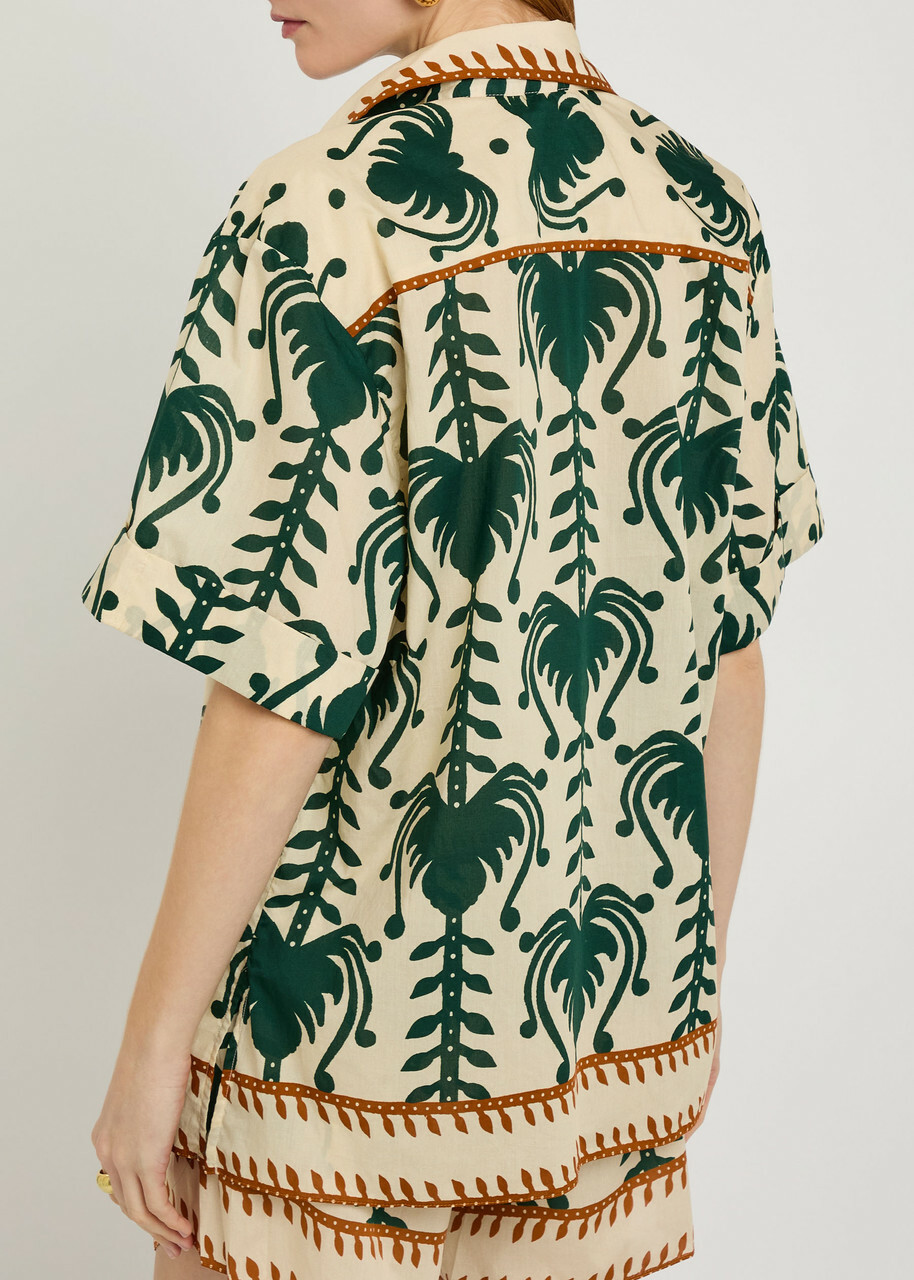Johanna Ortiz Salty Promises Printed Cotton Shirt Beige