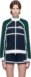 Casablanca Navy & Green Mesh Tape Track Jacket