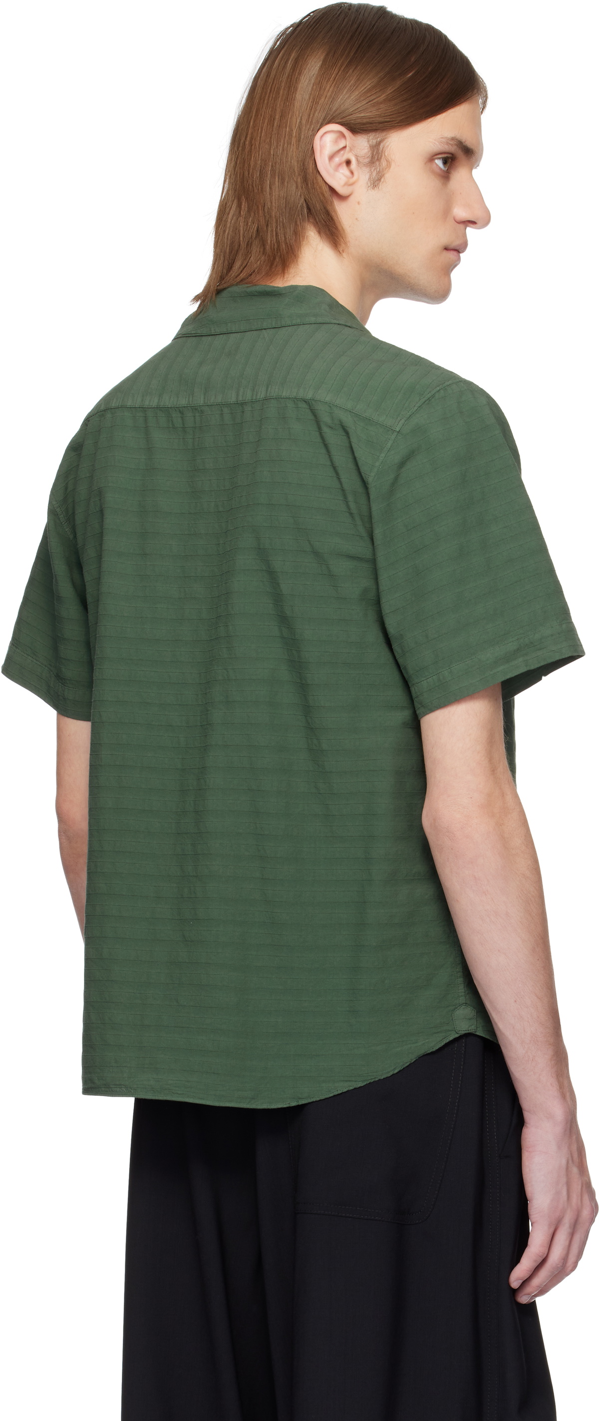 RANRA Green Sun Stripy Cotton Shirt