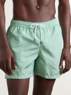 FEDELI - Madeira Straight-Leg Mid-Length Printed Swim Shorts - Green
