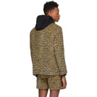 Noah NYC Brown Leopard Double-Breasted Blazer