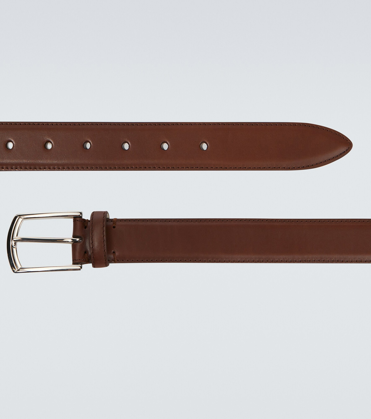 Brunello Cucinelli Metallic Beige Leather Silver Metal Buckle Belt