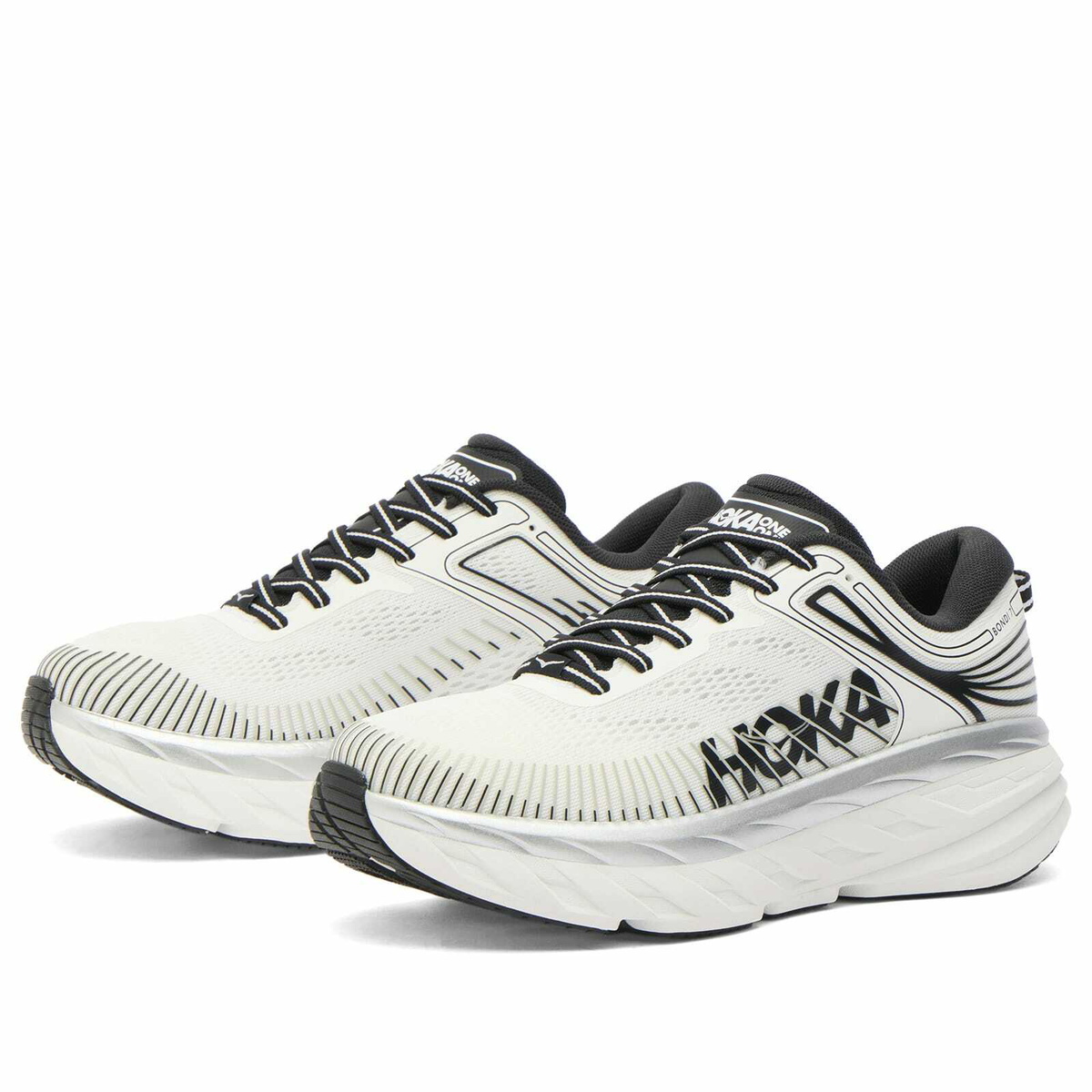 HOKA ONE ONE Women's Bondi 7 Sneaker in White/Black