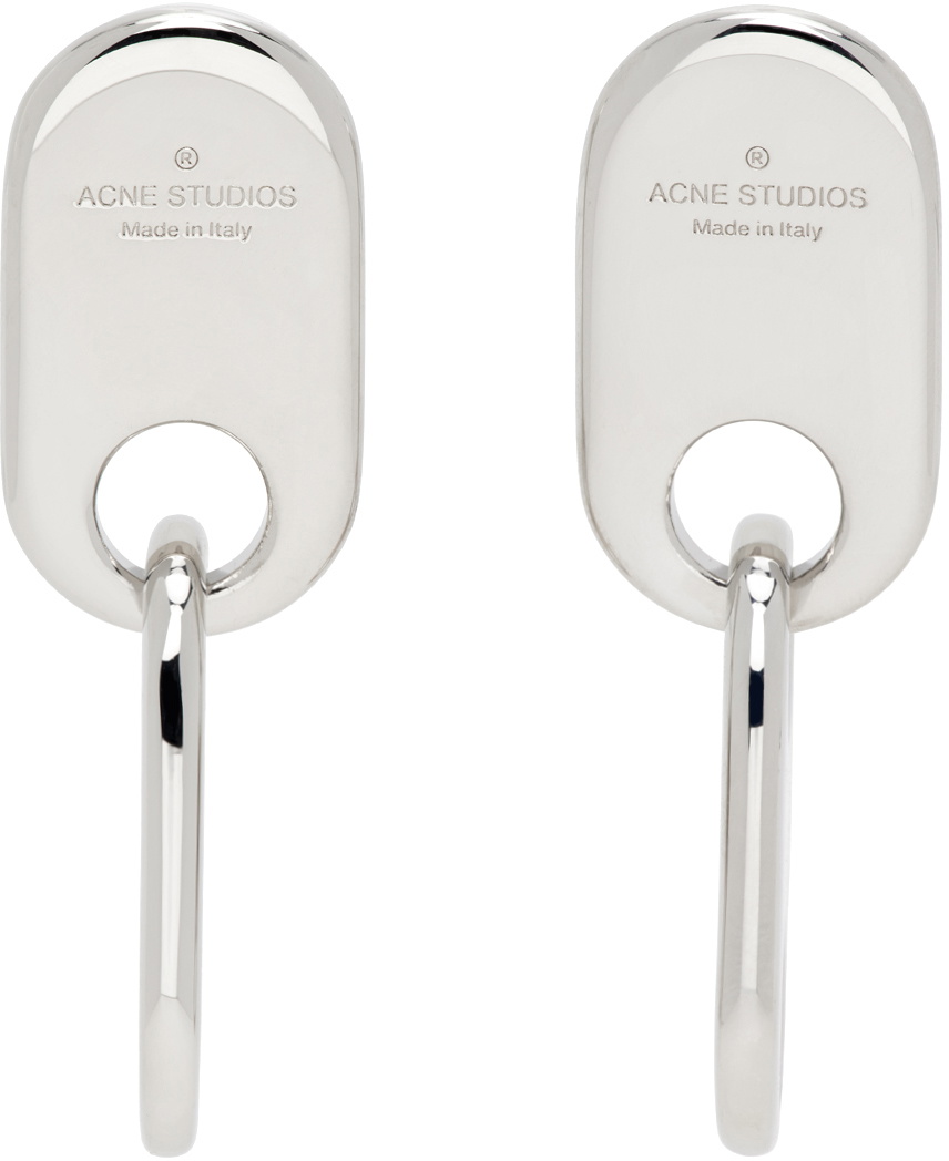Acne Studios Silver Chain Lock Earrings Acne Studios