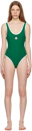 Casablanca Green Monogram One-Piece Swimsuit