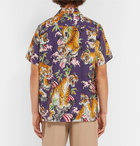 Wacko Maria - Camp-Collar Printed Gauze Shirt - Purple