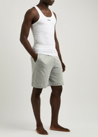 Versace Logo-embroidered Stretch-cotton Vest White And Black