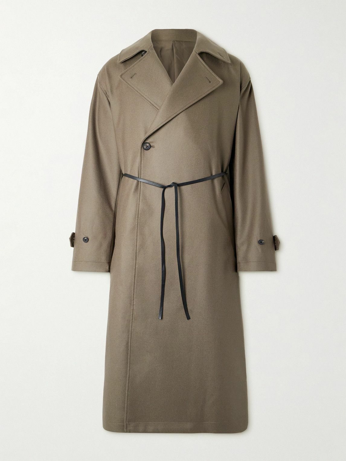 ssstein - Oversized Double-Breasted Belted Wool-Twill Coat - Neutrals