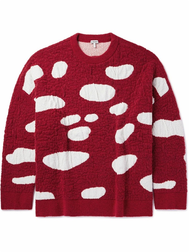 Photo: LOEWE - Mushroom Oversized Intarsia Wool Sweater - Red