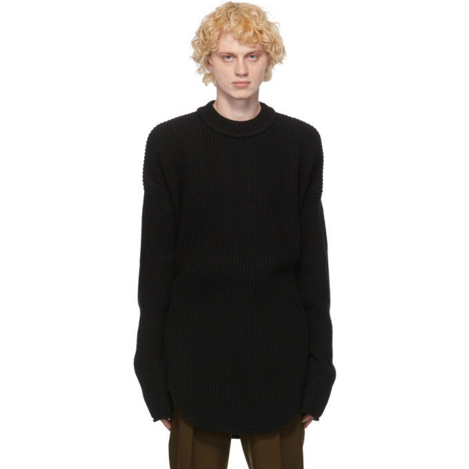 Photo: Jil Sander Black Wool Crochet Trim Sweater