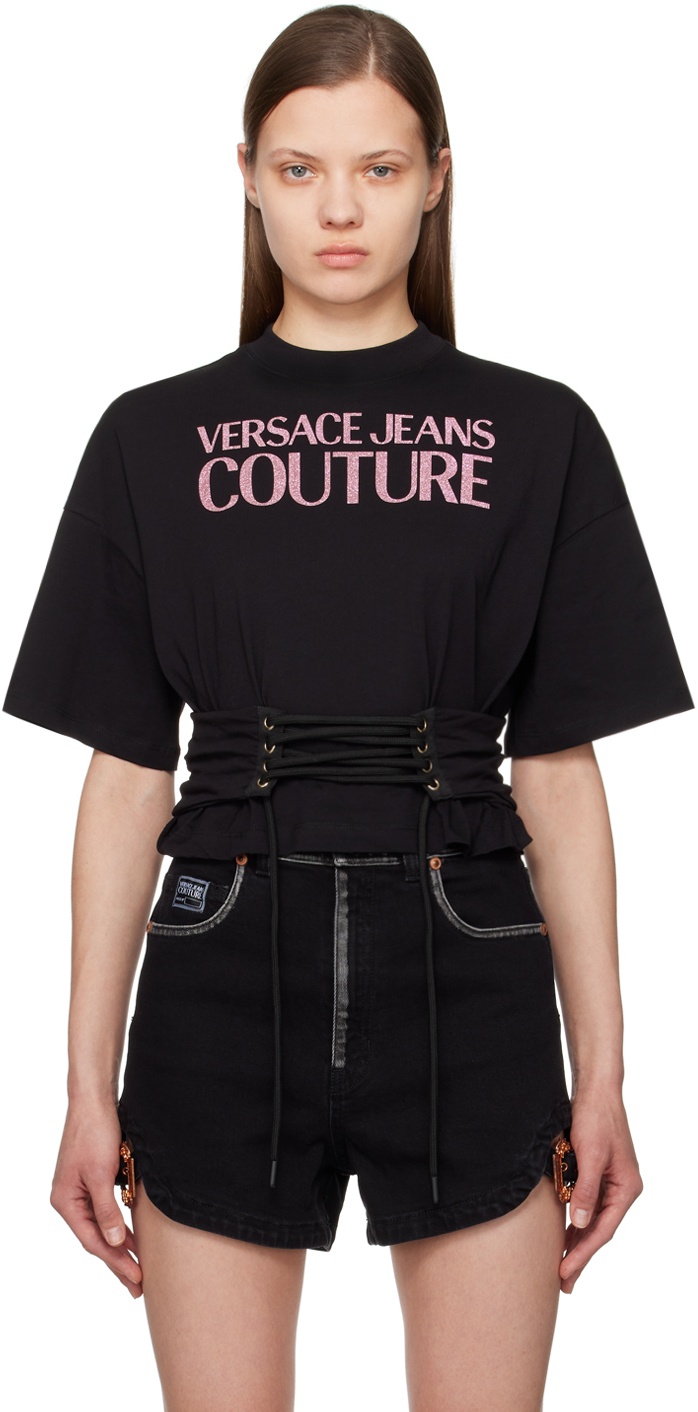 Photo: Versace Jeans Couture Black Lace-Up T-Shirt