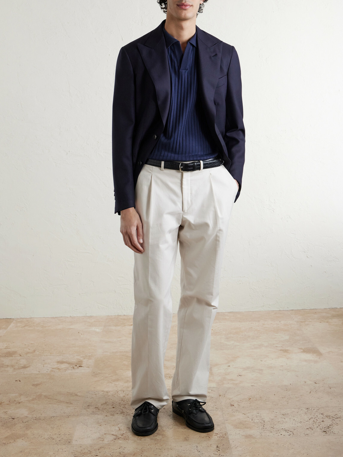 Mr P. - Organic Cotton Jacquard Polo Shirt - Blue
