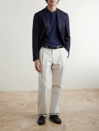 Mr P. - Organic Cotton Jacquard Polo Shirt - Blue