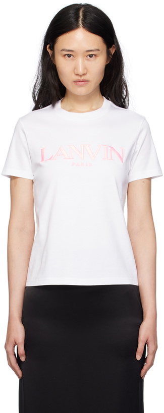 Photo: Lanvin White Embroidered T-Shirt