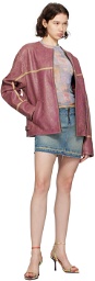 GUESS USA Pink Crackle Leather Jacket