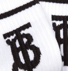 Burberry - Logo-Intarsia Stretch Cotton-Blend Socks - White