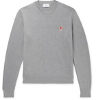 AMI - Logo-Appliquéd Merino Wool Sweater - Gray