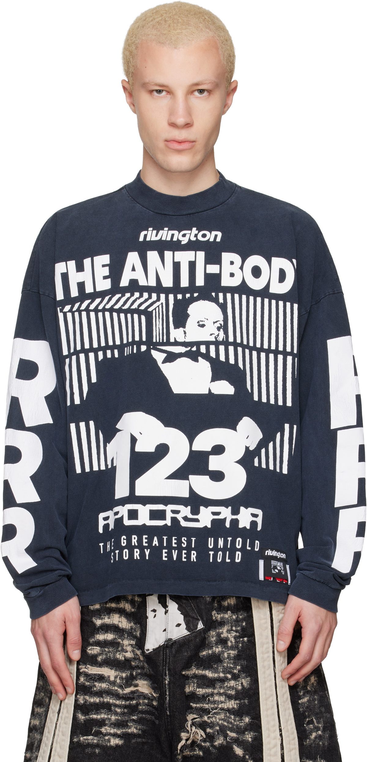 Rivington Roi Rebis Black 'The Anti-Body' Vintage Long Sleeve T-shirt