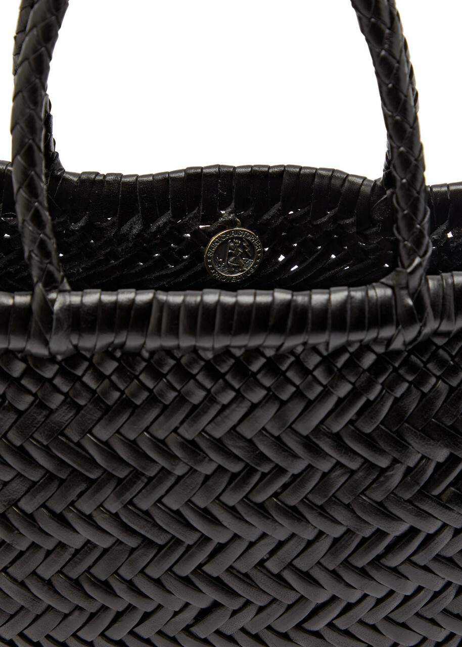Dragon Diffusion Mini Flat Gora Woven Leather top Handle bag - Black - One Size