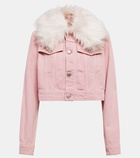 Ami Paris Faux fur-trimmed denim jacket