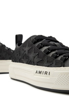 Amiri Stars Appliquéd Leather and Canvas Sneakers Black