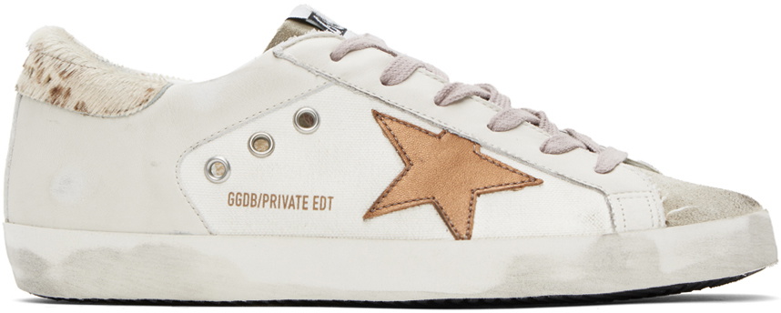 Golden Goose SSENSE Exclusive Beige Super-Star Double Quarter Sneakers ...