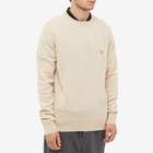 Maison Kitsuné Men's Baby Fox Patch Cosy Crew Knit in Beige