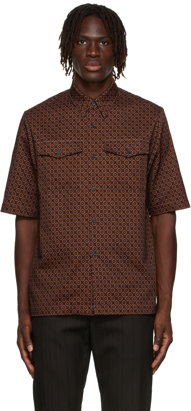 Dries Van Noten SSENSE Exclusive Burgundy Gabardine Short Sleeve Shirt ...