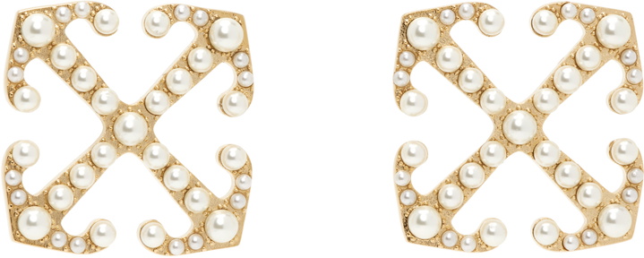 Photo: Off-White Gold Arrow Pearl Earrings