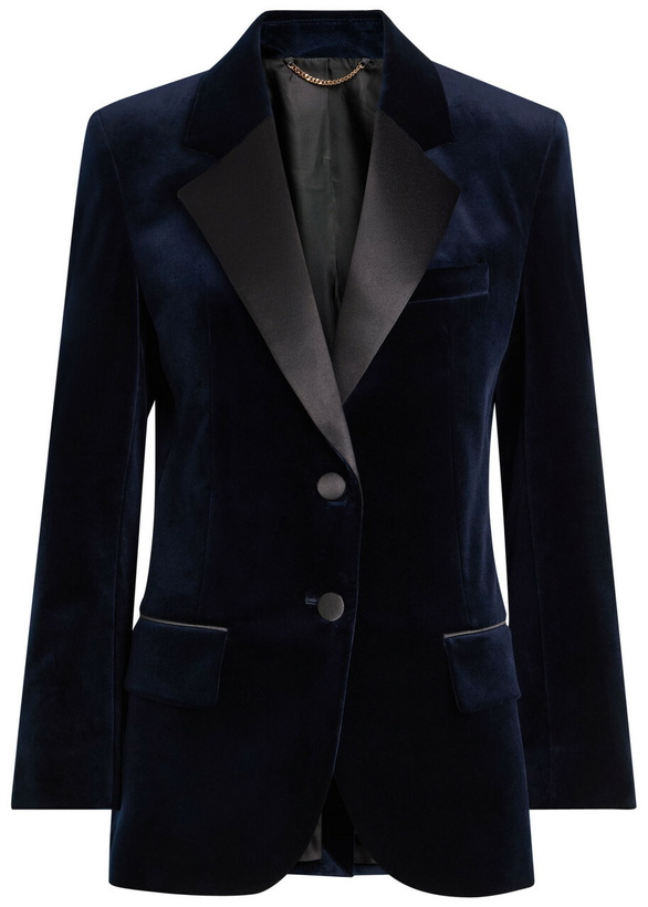 Photo: Victoria Beckham Satin-trim Velvet Blazer Navy