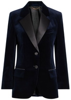 Victoria Beckham Satin-trim Velvet Blazer Navy