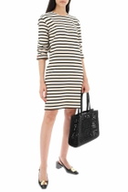 TORY BURCH "striped cotton dress with eight White
