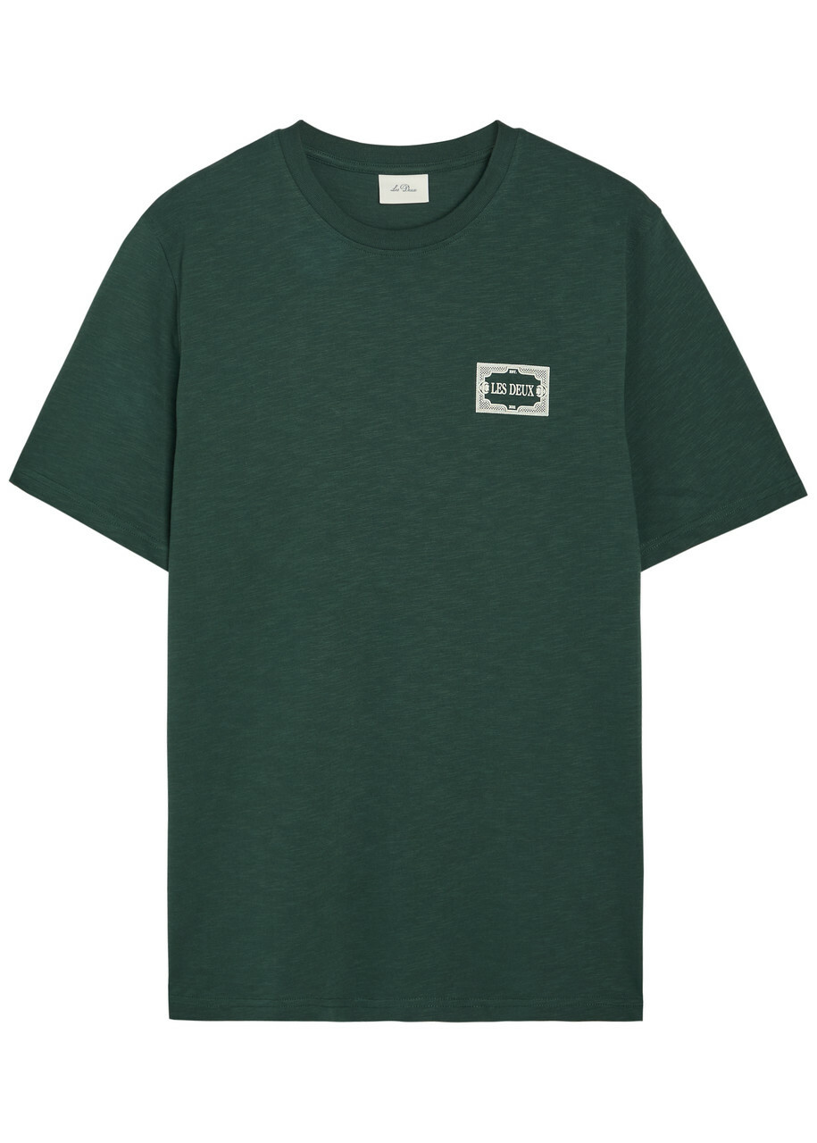 Les Deux Italian Logo-print Cotton T-shirt Green