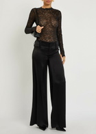 Alice + Olivia Olivia Wide-leg Satin Trousers Black